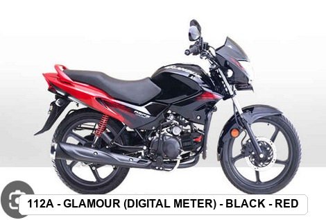 SIDE PANEL - GLAMOUR (DIGITAL METER) - BLACK - RED (BASE COLOR - SPORT RED , STICKER - RED)