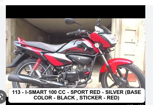 TAIL PANEL - i-SMART 100 CC - SPORT RED - SILVER (BASE COLOR - BLACK , STICKER - RED)