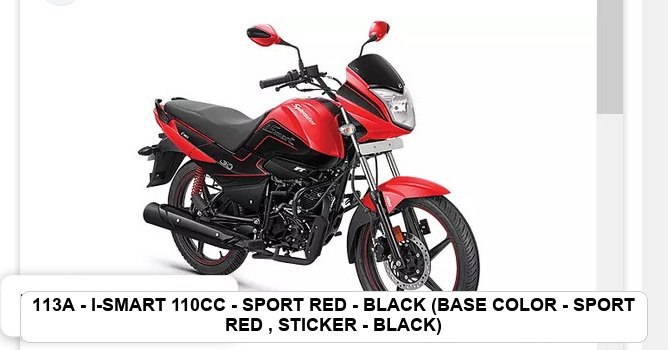 SIDE PANEL - i-SMART 110cc - SPORT RED - BLACK (BASE COLOR - BLACK , STICKER - RED)