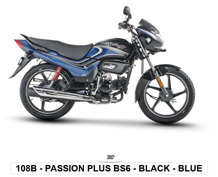 TAIL PANEL - PASSION PLUS BS6 - BLUE (BASE COLOR - BLACK , STICKER - BLUE)
