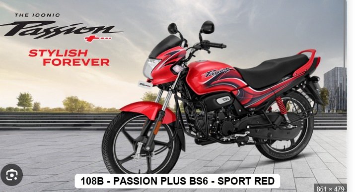 TAIL PANEL - PASSION PLUS BS6 - SPORT RED (BASE COLOR - BLACK , STICKER - RED)