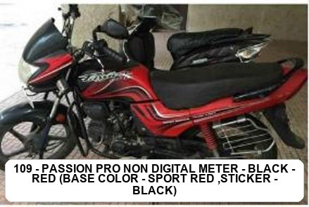 TAIL PANEL - PASSION PRO NON DIGITAL METER - BLACK - RED (BASE COLOR - SPORT RED , STICKER - BLACK)