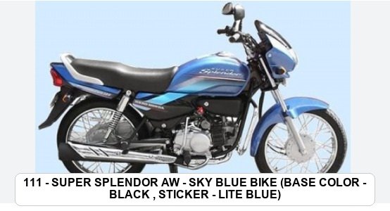 SIDE PANEL - SUPER SPLENDOR A/W - SKY BLUE BIKE (BASE COLOR - BLACK , STICKER - LITE BLUE)