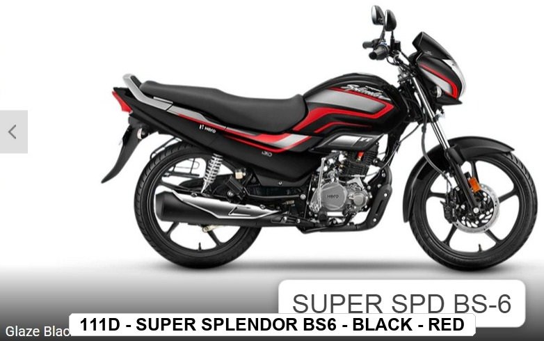 TAIL PANEL - SUPER SPLENDOR BS6 - RED (BASE COLOR - BLACK , STICKER - RED)